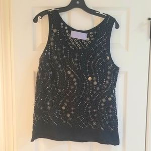 Vera Wang Lavender Label Black Studded Top
